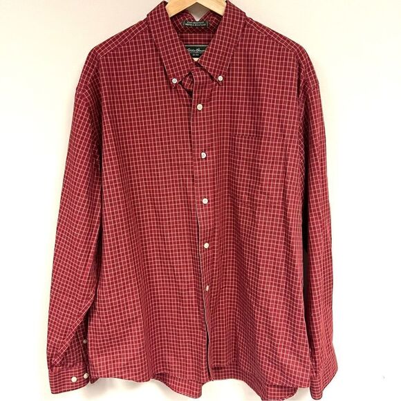 Eddie Bauer rust plaid button down shirt Sz XL - Picture 1 of 6